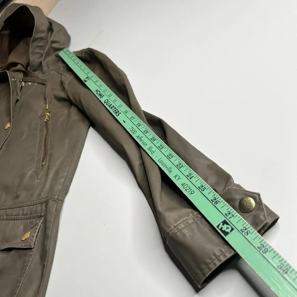 J.Crew Jacket Mens Small Brown Hooded Parka Full Zip Lined Pockets‎ Casual